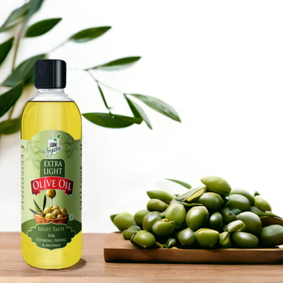 LAXMI ORGANIC Extra light Olive oil Jaitun ka tail virgin edible cooking body hair massage tel Olive Oil PET Bottle(200 ml)