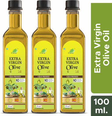 Cura Extra Virgin Olive Oil | Cold-Pressed | Rich in Antioxidants | Cooking & Massage Olive Oil Plastic Bottle(100 ml)
