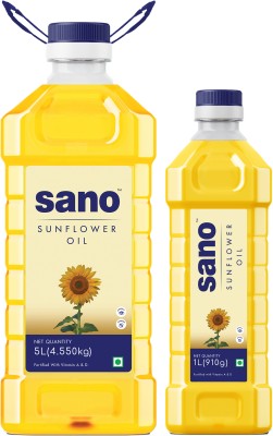 Sano Sunflower Oil 1 Ltr + 5 Ltr Oil- Pure, Nutrient-Rich Cooking Oil Sunflower Oil PET Bottle(2 x 3 L)