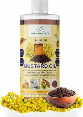 Aarambh Agri Fresh Pure Kachi Ghani Mustard Oil | Cold Pressed, Unrefined & Natural Mustard Oil PET Bottle(500 ml)