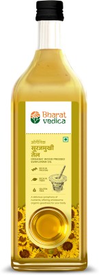 Bharat Vedica Organic & Wood Pressed Sunflower Oil, Light and Versatile, Low Cholesterol Level Sunflower Oil Glass Bottle(500 ml)