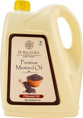 PURNALIFE Premium Natural Kachi Ghani Mustard Oil Cold Pressed and Filtered Mustard Oil Can(5 L)