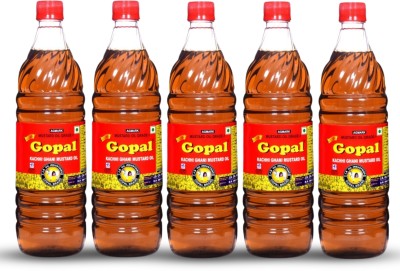 GOPAL Kachi Ghani Cold Pressed Agmark Certified Grade 1 Mustard Oil PET Bottle(5 x 910 g)