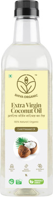 Shiva Organic Cold Pressed Extra Virgin Coconut Oil Plastic Bottle(1 L)