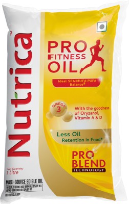 Nutrica Pro-Fitness Oil 1 Litre Pouch | Blend of Rice Bran & Sunflower | Blended Oil Pouch(1 L)