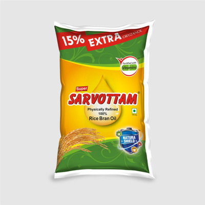 Super Sarvottam Physically refined Rice Bran Oil Pouch(800 g)