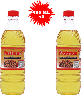 Postman Double Filtered 500ml Pure & Natural Groundnut Oil PET Bottle(2 x 0.5 L)