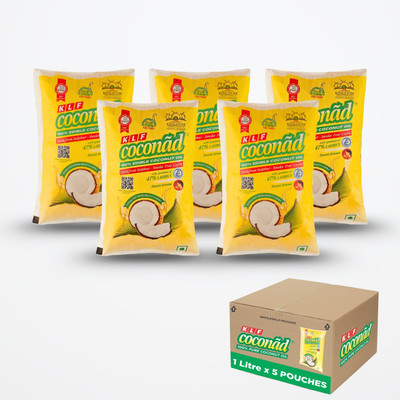 KLF coconad Coconut oil 1 Liter Pouch Coconut Oil Pouch(5 x 1 L)