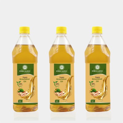 the organic shoppee Organic Groundnut Oil (3 Ltr) Groundnut Oil Plastic Bottle(3 x 1 L)