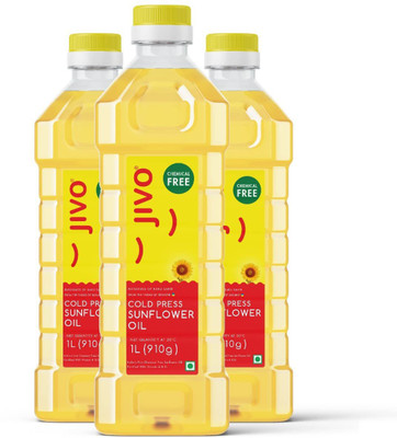 JIVO Cold Pressed 1 Litre (Pack of 3) Sunflower Oil PET Bottle(2 x 1.5 L)