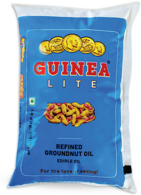 Guinea Lite Refined Pure Veg Edible Moongphali I Peanut I Chemical Free Cold Pressed Groundnut Oil Pouch(1 L)