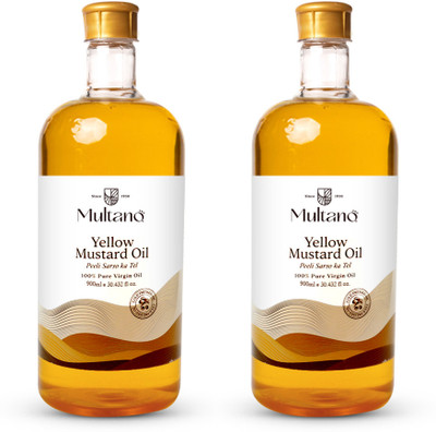 Multano Pro Cold Pressed Yellow Mustard Oil Edible Peeli Sarson Ka Tel 1000ml Pack of 2 Mustard Oil PET Bottle(2 x 1000 ml)