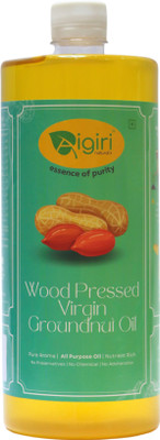 Aigiri Natural's Aigiri Naturals Wood Pressed Lakdi Ghani / Kachhi Ghani / Chekku / Kolhu Groundnut Oil PET Bottle(1 L)