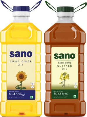 Sano Sunflower Oil 5 Ltr and Mustard Oil 5 Ltr Mustard Oil PET Bottle(10 L)