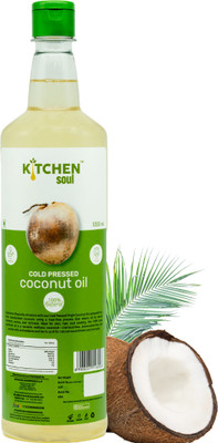 KITCHEN SOUL Cold Pressed Virgin Coconut Oil for Skin & Hair Moisturizer Coconut Oil Glass Bottle(500 ml)