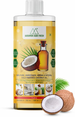 Aarambh Agri Fresh Virgin Cold-Pressed Coconut Oil: Pure, Natural, and Unrefined Coconut Oil PET Bottle(500 ml)