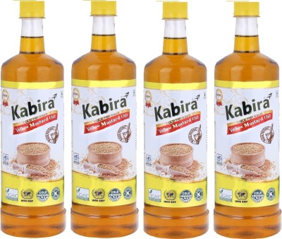 Kabira Cold Pressed Yellow Mustard Oil | Healthy Cooking Mustard Oil Plastic Bottle(4 x 1 L)