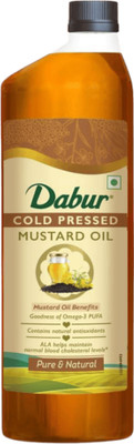 Dabur Cold Pressed Cooking Oil | Omega 3 PUFA | Blend of Taste & Aroma Mustard Oil Plastic Bottle(1 L)