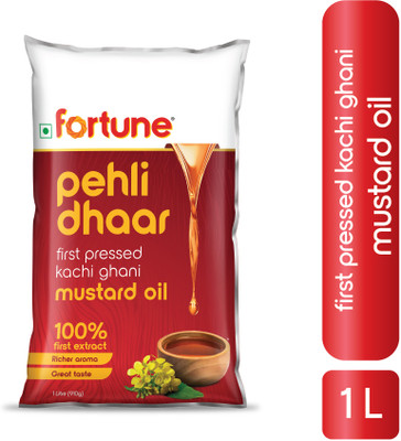 FORTUNE Pehli Dhaar First Pressed Kachi Ghani Mustard Oil Mustard Oil Pouch(1 L)