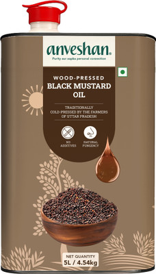 Anveshan Wood Cold Pressed Kolhu/Kacchi Mustard Oil Tin(5 L)