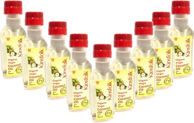 Kinsfolk Organic Virgin ( PACK of 9 ) Coconut Oil Plastic Bottle(10 x 10 ml)