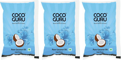 Cocoguru Cold Pressed Coconut Oil Pouch(3 x 1 L)