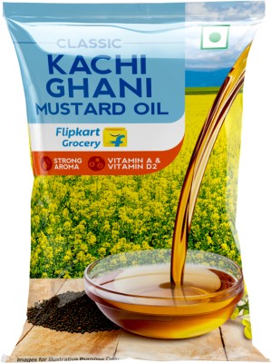 Classic Kachi Ghani Mustard Oil Pouch by Flipkart Grocery(1 L)