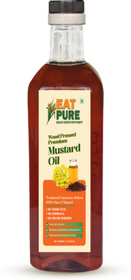 eat pure Wood Pressed Mustard Oil (Lakdi Ghani) - Authentic Pungent Flavor, Rich in MUFA Mustard Oil PET Bottle(1 L)