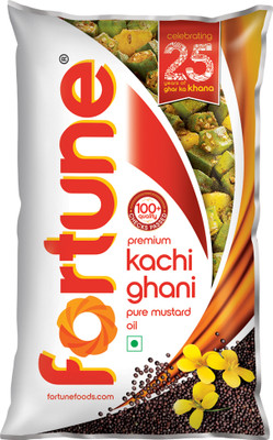 FORTUNE Premium kachi ghani pure Mustard Oil Pouch(1 L)