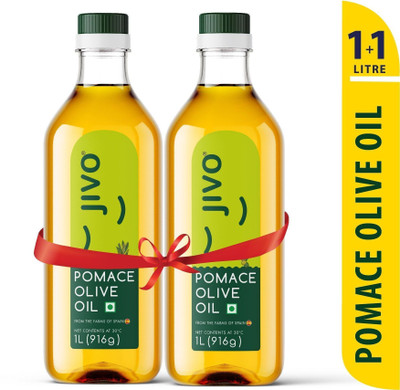 JIVO Pomace Olive Oil Plastic Bottle 1 Ltr ( Pack of 2) Olive Oil PET Bottle(2 x 1 L)