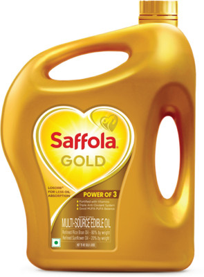 Saffola Gold Refined Cooking Rice Bran & Sunflower Blended Oil Can(5 L)