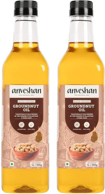 Anveshan Combo pack of Wood Pressed Groudnut Oil- Groundnut Oil Plastic Bottle(2 x 1 L)