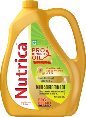 Nutrica Pro-Immunity Oil 5 Litre | Fortified with Vitamins A, D & C | Rice Bran Oil Jar(5 L)