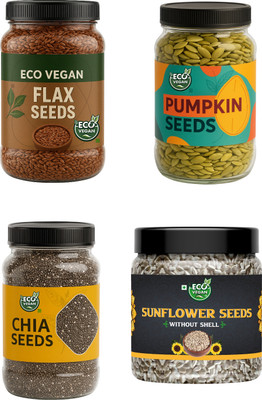 eco vegan COMBO SEEDS CHIA, PUMPKIN, FLAX, SUNFLOWER, 100G PACK Mixed Seeds(500 g)