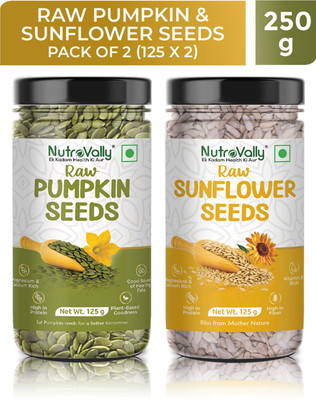 NutroVally Pumpkin & Sunflower Combo for Weight Loss | Magnesium & Minerals Rich Diet Snack Pumpkin Seeds, Sunflower Seeds(2 x 125 g)