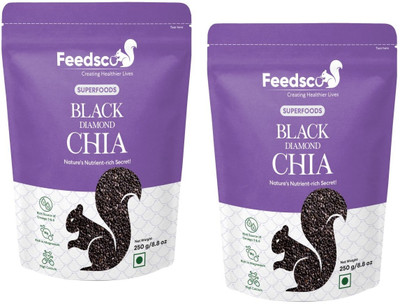 Feedsco Chia Seeds Helps in Weight Loss, Rich Protein, Fibre, Omega 3 & Antioxidant Chia Seeds(2 x 250 g)