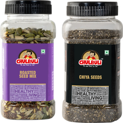 ppchulbuli Chia Seeds & Roasted Mixed Seeds Delicious Seeds for Healthy Heart Mixed Seeds, Chia Seeds(2 x 100 g)