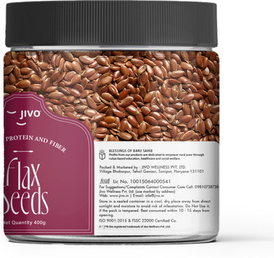 JIVO Rich Omega 3 Fiber Protein Immunity Booster Diet Snacks Superfood Weight Manage Brown Flax Seeds(400 g)