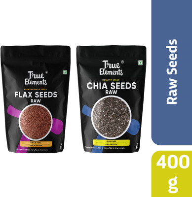 True Elements Raw Chia Seeds 150gm + Raw Flax Seeds 250gm - Combo - 400gm Chia Seeds(2 x 200 g)