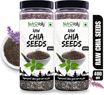 NutroVally for Weight Loss with Omega 3 , Zinc and Fiber, Calcium Rich Chia Seeds Chia Seeds(2 x 200 g)