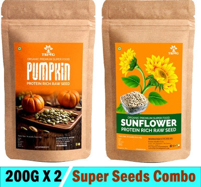 Trivang Organic Pumpkin Seeds | Sunflower Seeds Combo Pumpkin Seeds (400 g, Pack of 2) Pumpkin Seeds(2 x 200 g)