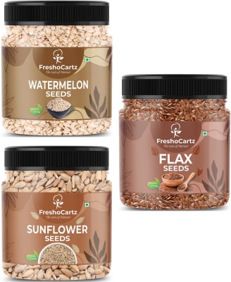 FreshoCartz Healthy Sunflower Watermelon Flax Seeds 500gm Each | Seeds Combo Pack Sunflower Seeds, Watermelon Seeds, Brown Flax Seeds(1500 g, Pack of 3)