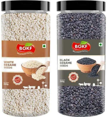 bokf Combo Pack of White Sesame Seeds + Black Sesame Seeds(2 x 250 g)