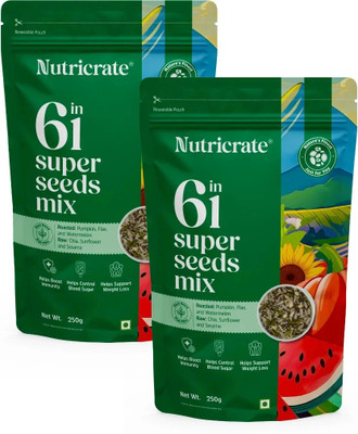 Nutricrate 6 in 1 Roasted Super Mix Mixed Seeds for eating,protein rich,Healthy Diet Snack Mixed Seeds(2 x 250 g)