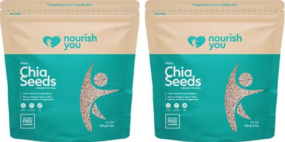 Nourish You | Rich in Protein, Omega 3, Fibre and Calcium | 150G Each White Chia Seeds(2 x 150 g)