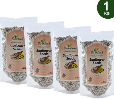 Farmbean Raw Sunflower Seeds for Eating, Healthy Seeds Unroasted Sunflower Seeds Sunflower Seeds(4 x 250 g)