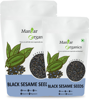 ManHar Organics Natural Black Sesame Seeds | Raw Sesame/til for Healthy Hair/Skin | (Pack of 1) Sesame Seeds(2 x 375 g)