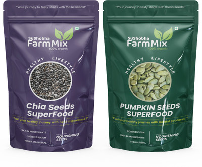 SuShobha FarmMix Seeds Combo Pack of Chia Seeds and Pumpkin Seeds(350g,Pack of 2) Chia Seeds(2 x 175 g)