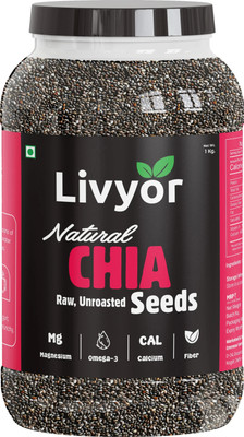 LIVYOR Raw Chia for Weight loss Management, with Omega 3 and Fiber, Rich in Calcium, Chia Seeds(1 kg)