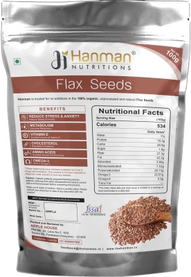 Hanman Nutritions Flax Seeds - Raw, Unroasted, Rich in Omega 3 and Iron Brown Flax Seeds(100 g)